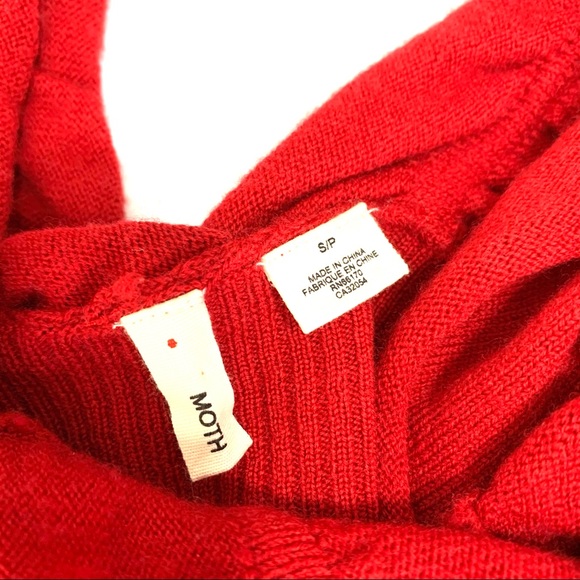 Anthropologie by Moth Red Furrowed Shrug Wool Sweater Size Small - Picture 6 of 8